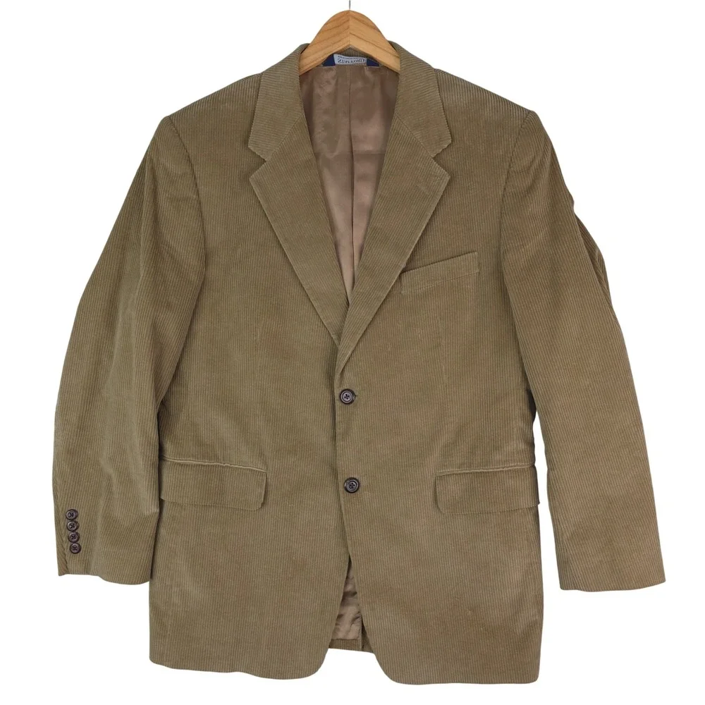 Stafford Blazer‎ Mens 42R Brown Corduroy Sport Coat Two Button Jacket Cotton